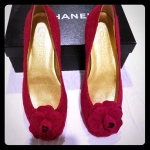 Chanel Red Ballet Flats